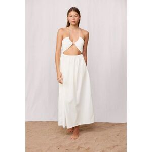 Mikoh Resort White Midi Dress Halter Drawstring Cut Out Size 1/Small Summer